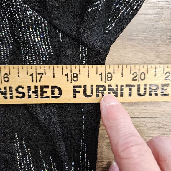 Western Connection Twofer Top Womens Medium Black Silver Metallic Festive Bling - Picture 11 of 14